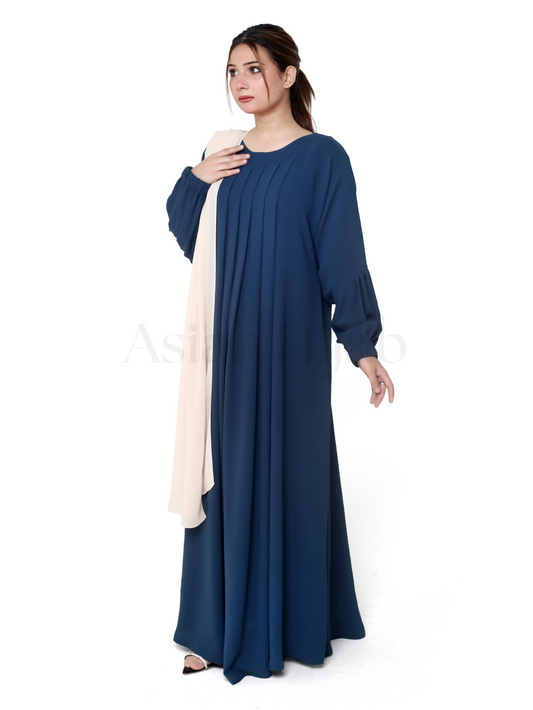 Elegant Pleated Navy Abaya