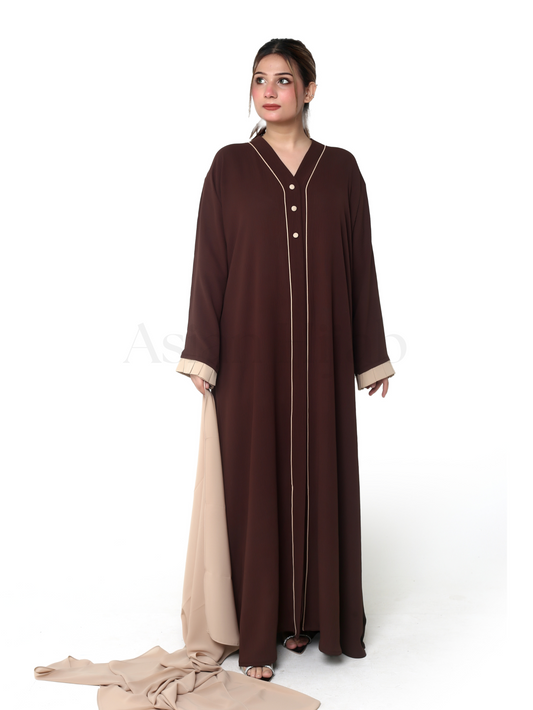 Chocolate Latte Contrast Abaya