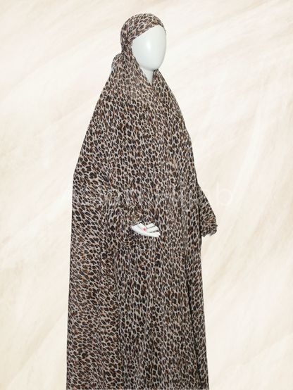 Namaz Khimar Hijab - Cheetah Print Georgette