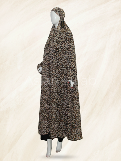 Namaz Khimar Hijab - Cheetah Print Georgette