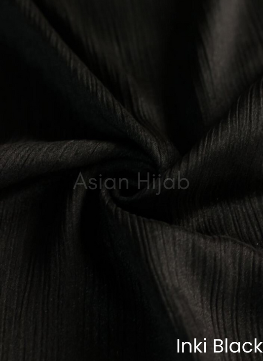 Inky Black - Crinkle Silk Hijab