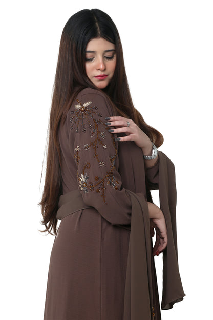 Mocha Embroidered Luxe Abaya