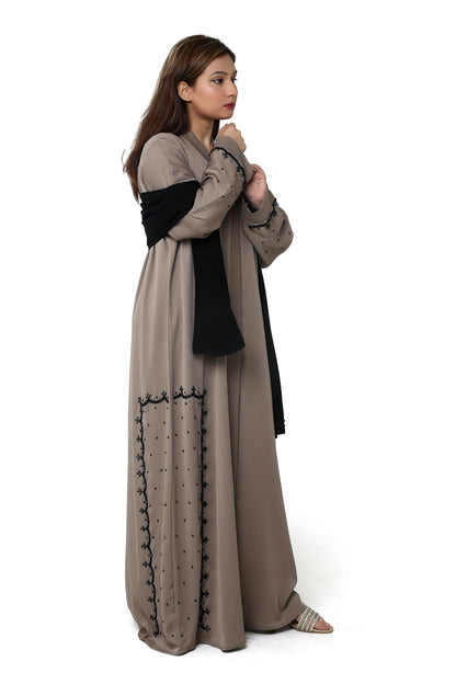 Elegant Embellished Taupe Abaya