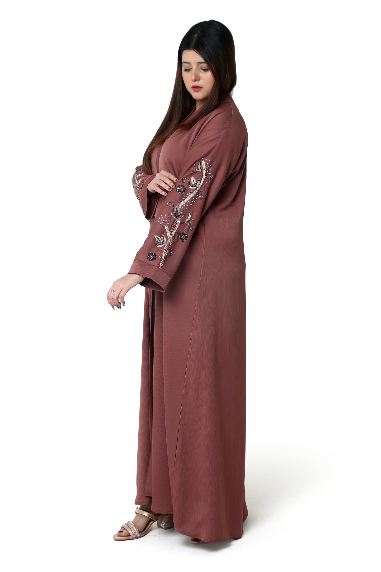 Rosewood Embellished Sleeve Abaya