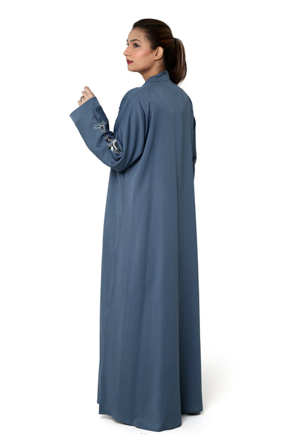 Blue Blossom Embroidered Abaya