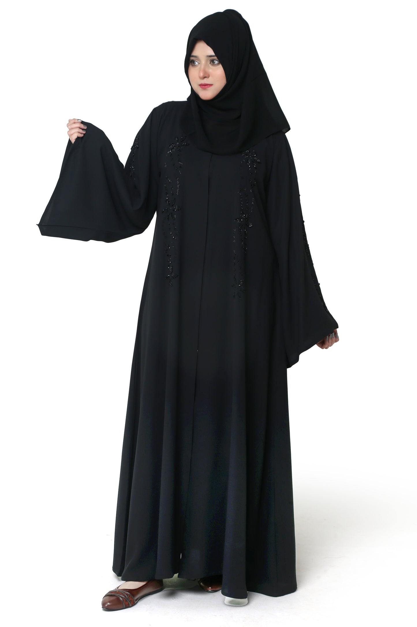 Elegant Noir Crystal Abaya