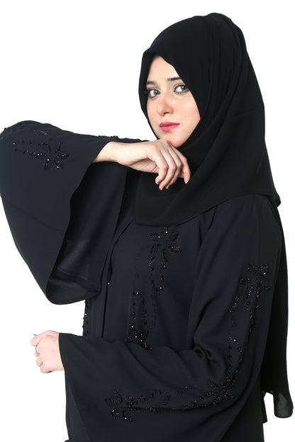 Elegant Noir Crystal Abaya