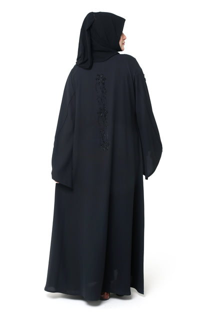 Elegant Noir Crystal Abaya